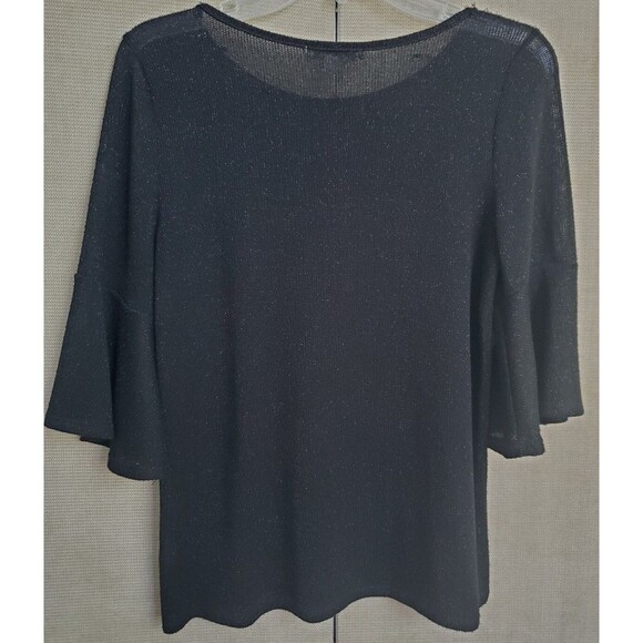 Green Envelope Loose Knit Metallic Thread Bell Sleeve Pullover Sweater Sz Small - Picture 4 of 6